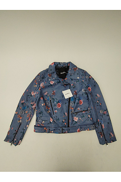 DESIGUAL Modrá květovaná bunda křivák s páskem jarní Vel. IT 42 | DESIGUAL | obrázek 2