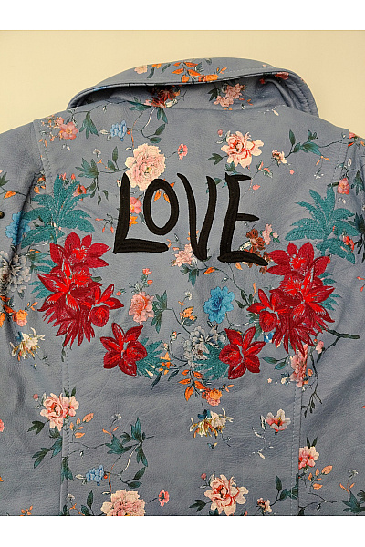 DESIGUAL Modrá květovaná bunda křivák s páskem jarní Vel. IT 42 | DESIGUAL | obrázek 6