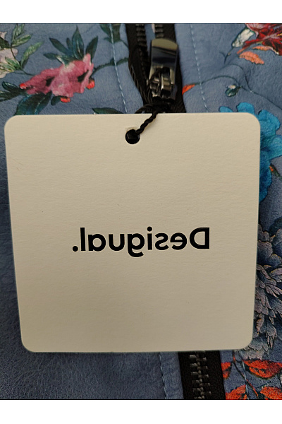 DESIGUAL Modrá květovaná bunda křivák s páskem jarní Vel. IT 42 | DESIGUAL | obrázek 8