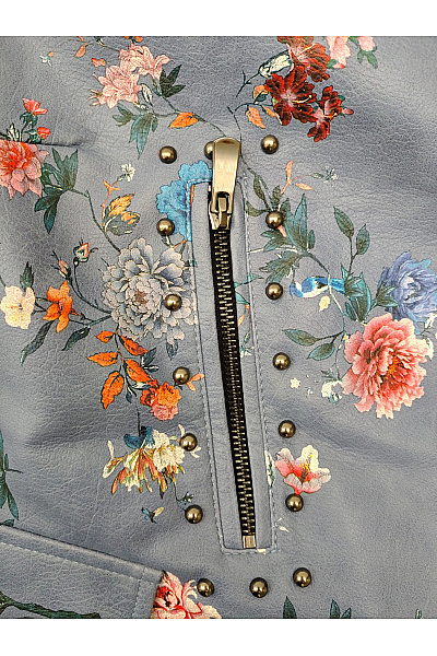 DESIGUAL Modrá květovaná bunda křivák s páskem jarní Vel. IT 42 | DESIGUAL | obrázek 13