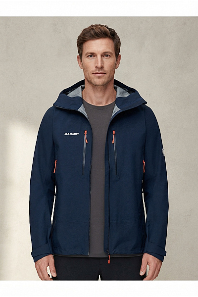 MAMMUT Modrá Pánská Outdoorová Bunda S Kapucí Na Hory Velikost EU L