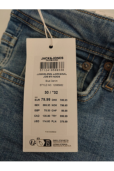 JACK & JONES Pánské modré bavlněné džíny slim fit Velikost EU 30/32 | JACK & JONES | obrázek 10