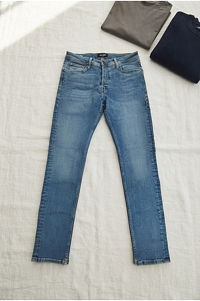 JACK & JONES Pánské Modré Bavlněné Džíny Slim Fit Velikost EU 30/32