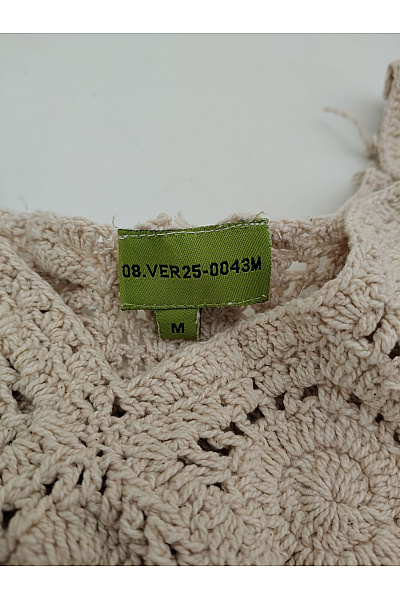 Béžové bavlněné boho letní šaty pletené midi Velikost M | Unimoda | obrázek 6