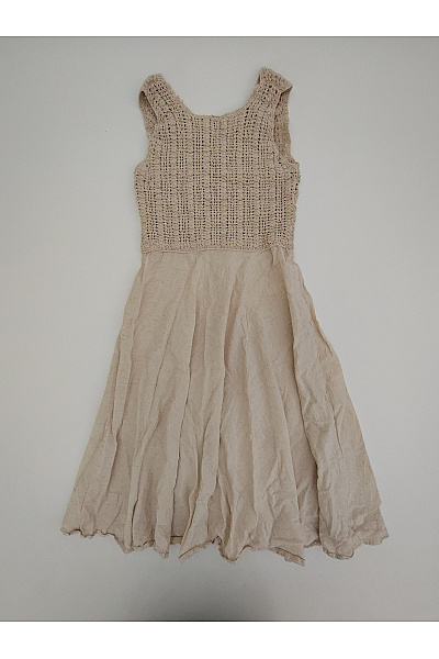Béžové bavlněné boho letní šaty pletené midi Velikost M | Unimoda | obrázek 7
