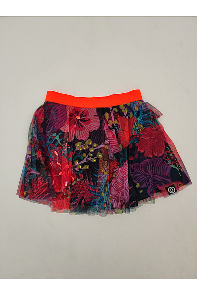 DESIGUAL Dívčí barevná květovaná tylová sukně s neonovým pasem Velikost EU 98/104 | DESIGUAL | obrázek 2