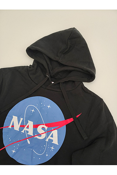 NASA Černá bavlněná pánská mikina s kapucí a potiskem Velikost S | NASA | obrázek 6