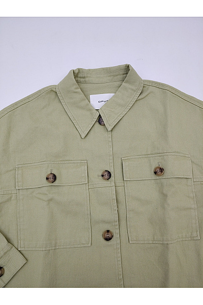 OPUS Dámská bavlněná košilová bunda khaki oversize Vel. EU 40 | OPUS | obrázek 4