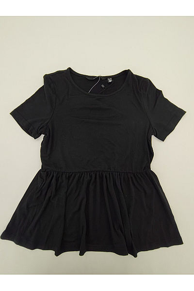 VERO MODA Černé dámské basic tričko s krátkým rukávem a volánem Vel. EU XS | VERO MODA | obrázek 2