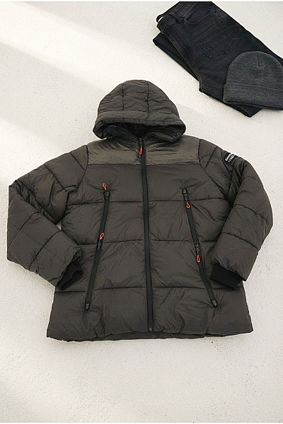 Geographical Norway Černá Prošívaná Zimní Bunda S Kapucí A Zipem Vel. Large