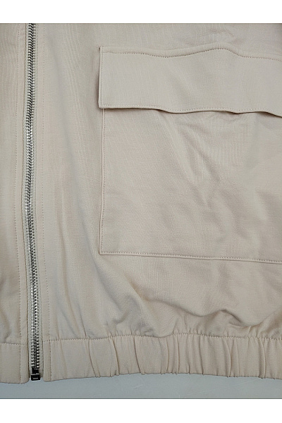 OPUS Béžová bavlněná mikina s kapucí na zip oversized Vel. EU 38 | OPUS | obrázek 3