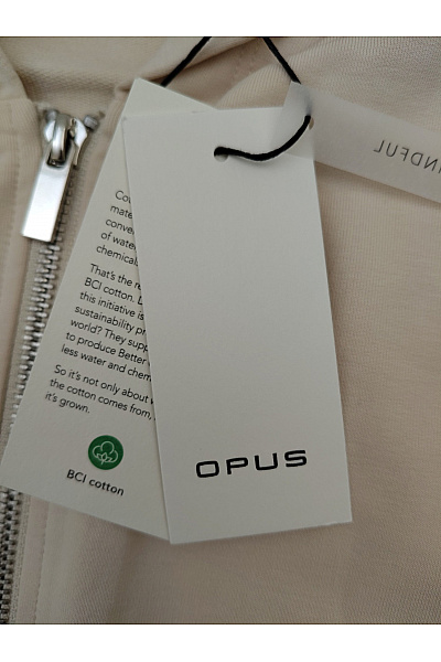 OPUS Béžová bavlněná mikina s kapucí na zip oversized Vel. EU 38 | OPUS | obrázek 7