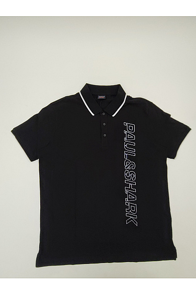 Paul&shark Černé bavlněné polo tričko s krátkým rukávem a nápisem Vel. EU XL | paul&shark | obrázek 2