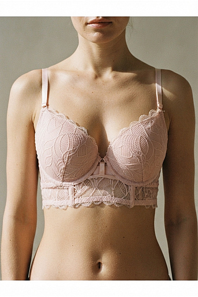 Lasca Růžová Krajková Korzetová Push Up Podprsenka Vel. EU 80C