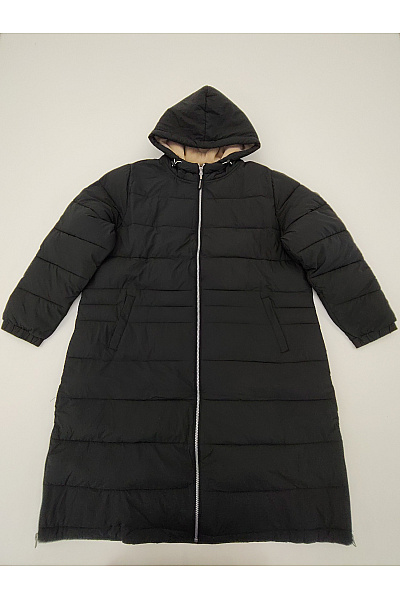Černá dlouhá prošívaná zimní bunda s kapucí Vel. XXL | Unimoda | obrázek 2