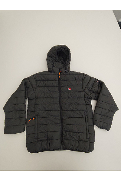 Geographical Norway Pánská Khaki Prošívaná Zimní Bunda S Kapucí Se Zipem Vel. EU XXL