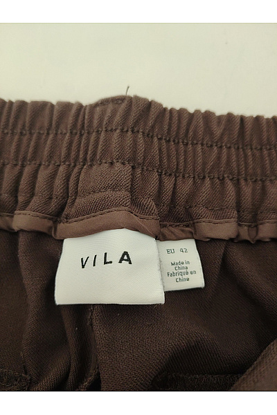 VILA Hnědé široké elegantní kalhoty s kapsami Velikost EU 42 | VILA | obrázek 5