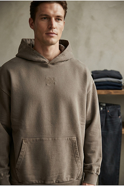 ONLY & SONS Pánská Hnědá Oversized Mikina S Kapucí A Klokaní Kapsou Vel. XL