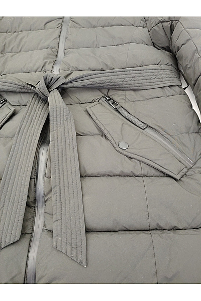 Canadian-peak Černá dlouhá prošívaná zimní bunda s kapucí a páskem Velikost 4 / XLarge | canadian-peak | obrázek 4
