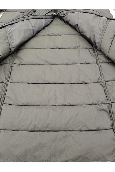 Canadian-peak Černá dlouhá prošívaná zimní bunda s kapucí a páskem Velikost 4 / XLarge | canadian-peak | obrázek 7