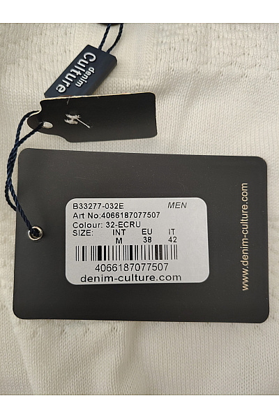 Denim culture Bílý bavlněný pletený pulovr s límečkem na knoflíky Velikost M | denim culture | obrázek 7