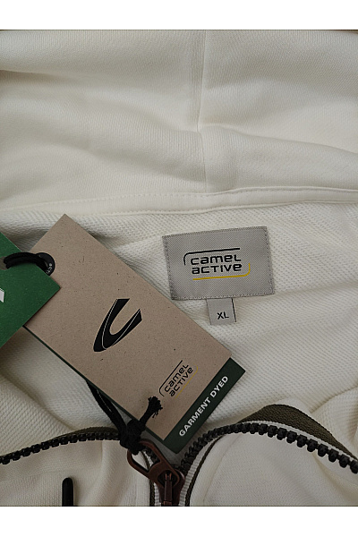Camel active Bílá bavlněná dámská mikina na zip s kapucí a klokaní kapsou Vel. XL | camel active | obrázek 7