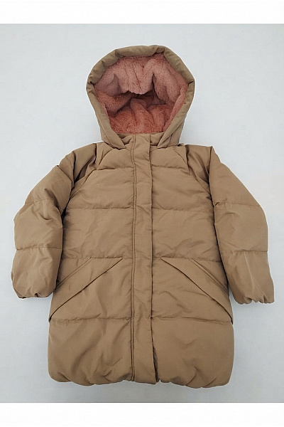 Vertbaudet Dívčí Khaki Prošívaná Zimní Bunda S Kapucí Vel. EU 134 Cm