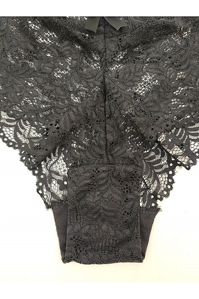 JUST FOR VICTORIA Černé krajkové kalhotky s mašličkou Vel. EU XXL | JUST FOR VICTORIA | obrázek 3