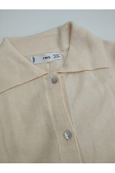 MANGO Béžový pletený maxi kardigan na knoflíky s límečkem Vel. EU XS | MANGO | obrázek 3