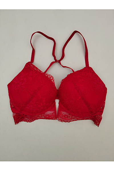 La Senza Červená krajková push up podprsenka s hlubokým výstřihem a překříženými ramínky | La Senza | obrázek 2