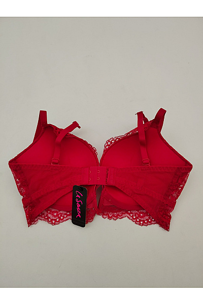 La Senza Červená krajková push up podprsenka s hlubokým výstřihem a překříženými ramínky | La Senza | obrázek 5