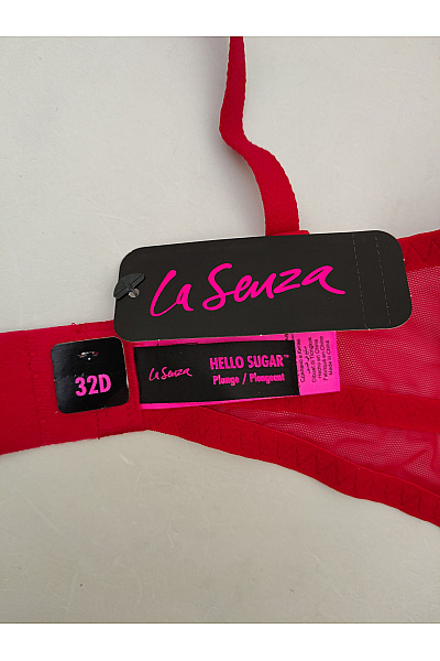 La Senza Červená krajková push up podprsenka s hlubokým výstřihem a překříženými ramínky | La Senza | obrázek 9