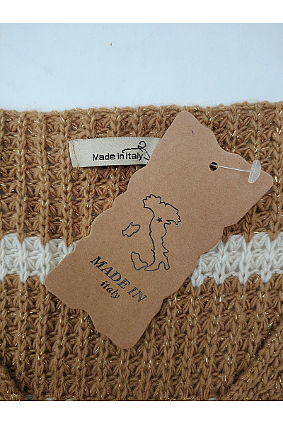 MADE IN ITALY Hnědý pruhovaný pletený pulovr s výstřihem do V Vel. XXL | MADE IN ITALY | obrázek 7
