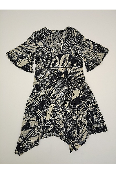 DESIGUAL Černobílé asymetrické šaty s abstraktním vzorem Velikost EU 42 | DESIGUAL | obrázek 2