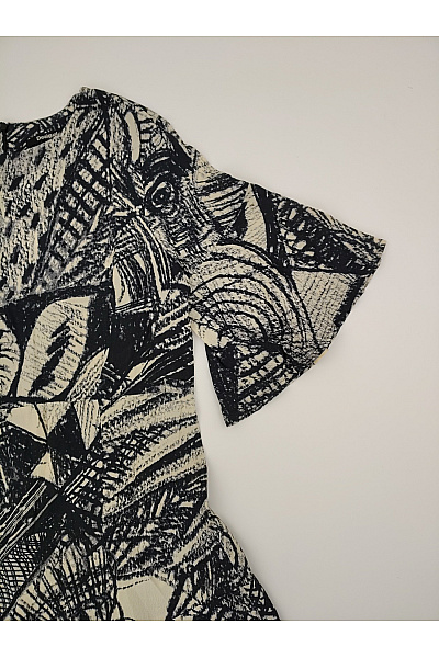 DESIGUAL Černobílé asymetrické šaty s abstraktním vzorem Velikost EU 42 | DESIGUAL | obrázek 4