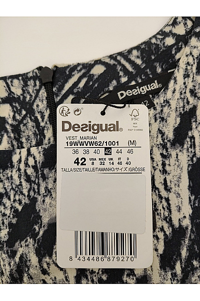 DESIGUAL Černobílé asymetrické šaty s abstraktním vzorem Velikost EU 42 | DESIGUAL | obrázek 8