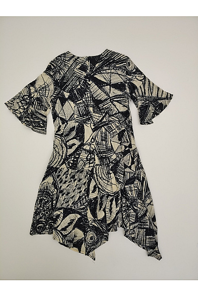 DESIGUAL Černobílé asymetrické šaty s abstraktním vzorem Velikost EU 42 | DESIGUAL | obrázek 9