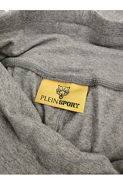 PLEIN SPORT Šedé bavlněné sportovní legíny s vysokým pasem a lampasem Vel. S | PLEIN SPORT | obrázek 5