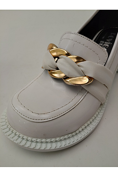 Rovigo Bílé elegantní polobotky na podpatku s řetězem Vel. EU 37 | rovigo | obrázek 7