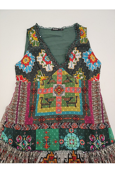 DESIGUAL Barevné maxi boho šaty bez rukávů s výšivkou Vel. EU 40 | DESIGUAL | obrázek 4
