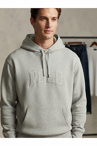 Ralph Lauren Pánská Bavlněná Mikina S Kapucí A Klokaní Kapsou šedá Velikost US L