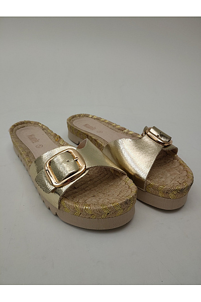 Mandel Sandals Zlaté dámské pantofle na platformě s přezkou Velikost EU 39 | Mandel Sandals | obrázek 2