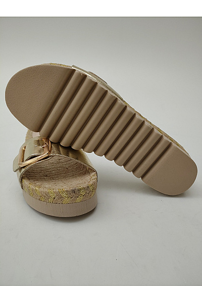 Mandel Sandals Zlaté dámské pantofle na platformě s přezkou Velikost EU 39 | Mandel Sandals | obrázek 3