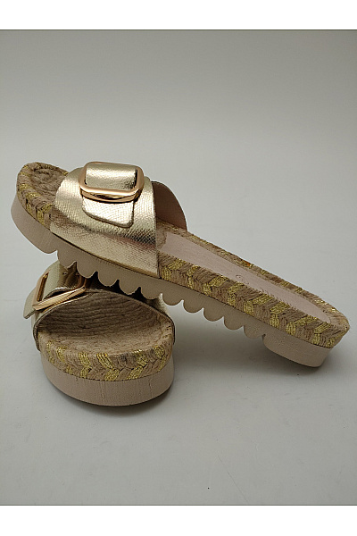 Mandel Sandals Zlaté dámské pantofle na platformě s přezkou Velikost EU 39 | Mandel Sandals | obrázek 4