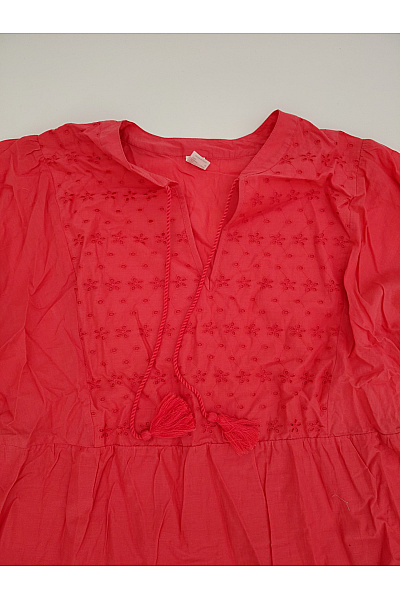 Červené bavlněné letní šaty s výšivkou boho Vel. EU 50 | Unimoda | obrázek 4