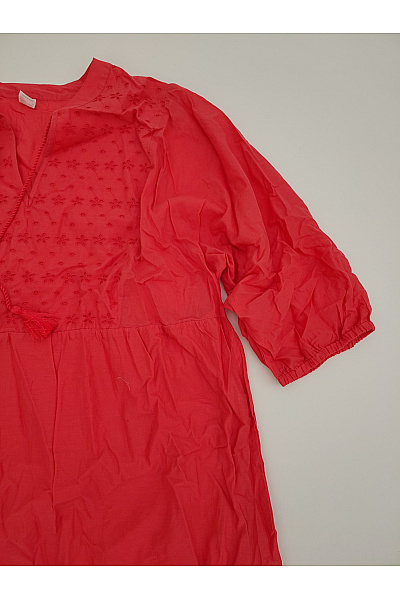 Červené bavlněné letní šaty s výšivkou boho Vel. EU 50 | Unimoda | obrázek 5