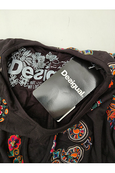 DESIGUAL Dámské černé tričko s dlouhým rukávem, květinový vzor, zavinovací, průstřihy Velikost IT S | DESIGUAL | obrázek 6