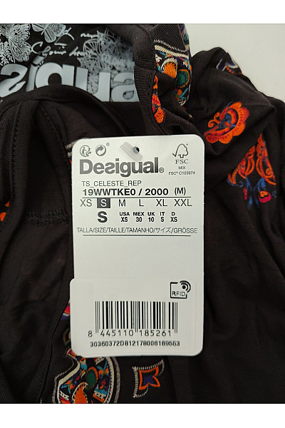 DESIGUAL Dámské černé tričko s dlouhým rukávem, květinový vzor, zavinovací, průstřihy Velikost IT S | DESIGUAL | obrázek 7