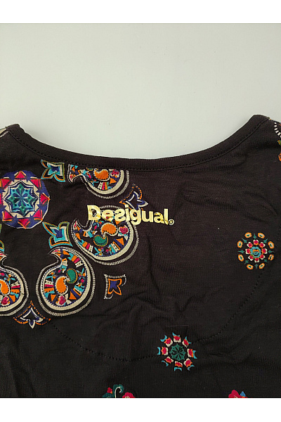 DESIGUAL Dámské černé tričko s dlouhým rukávem, květinový vzor, zavinovací, průstřihy Velikost IT S | DESIGUAL | obrázek 9