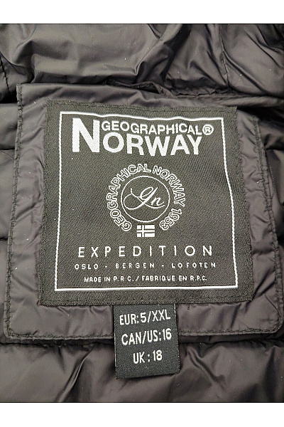 Geographical Norway Černá prošívaná zimní dlouhá bunda s kapucí se zipem Vel. EU 5/XXL | Geographical Norway | obrázek 9